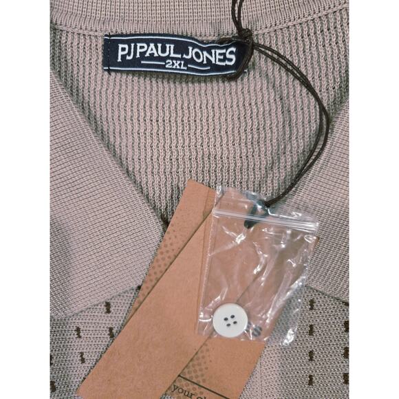 NWT PJ Paul Jones Vintage Men's LS Cardigan BD Sweater 2XL Tan - Picture 5 of 5